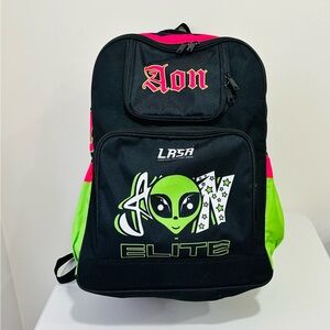 Custom LRSA Locker Room Sports Apparel "Aon Elite" Alien Backpack - Black/Neon